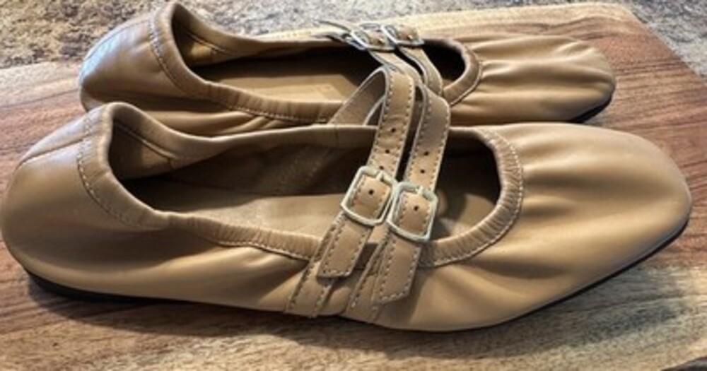 Free People Gemini Ballet Flats Double Buckle Leather Strappy Mary Jane Sz 8